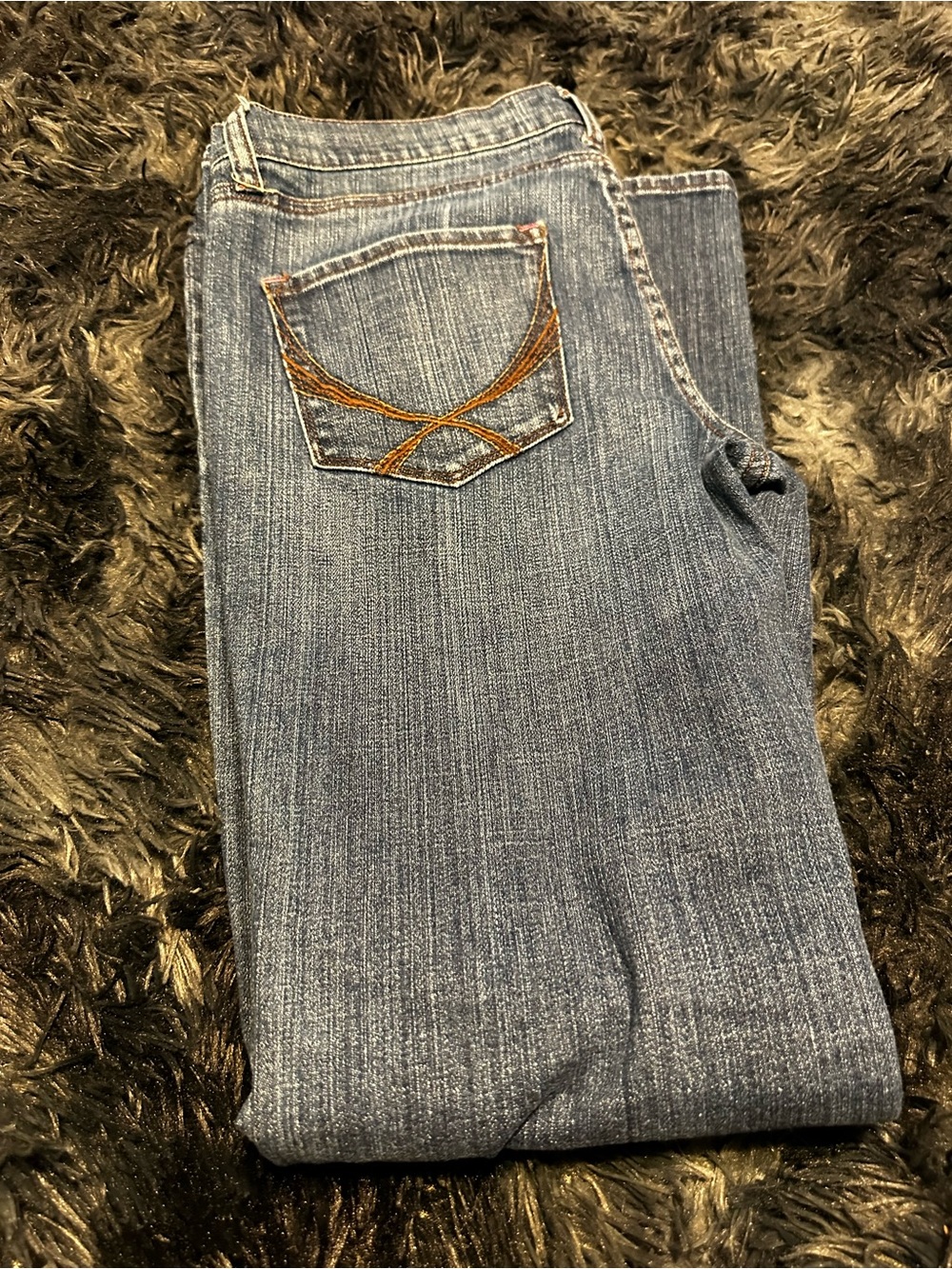 PINK Victoria's Secret Straight Leg Blue Jeans with Contrast Stitch